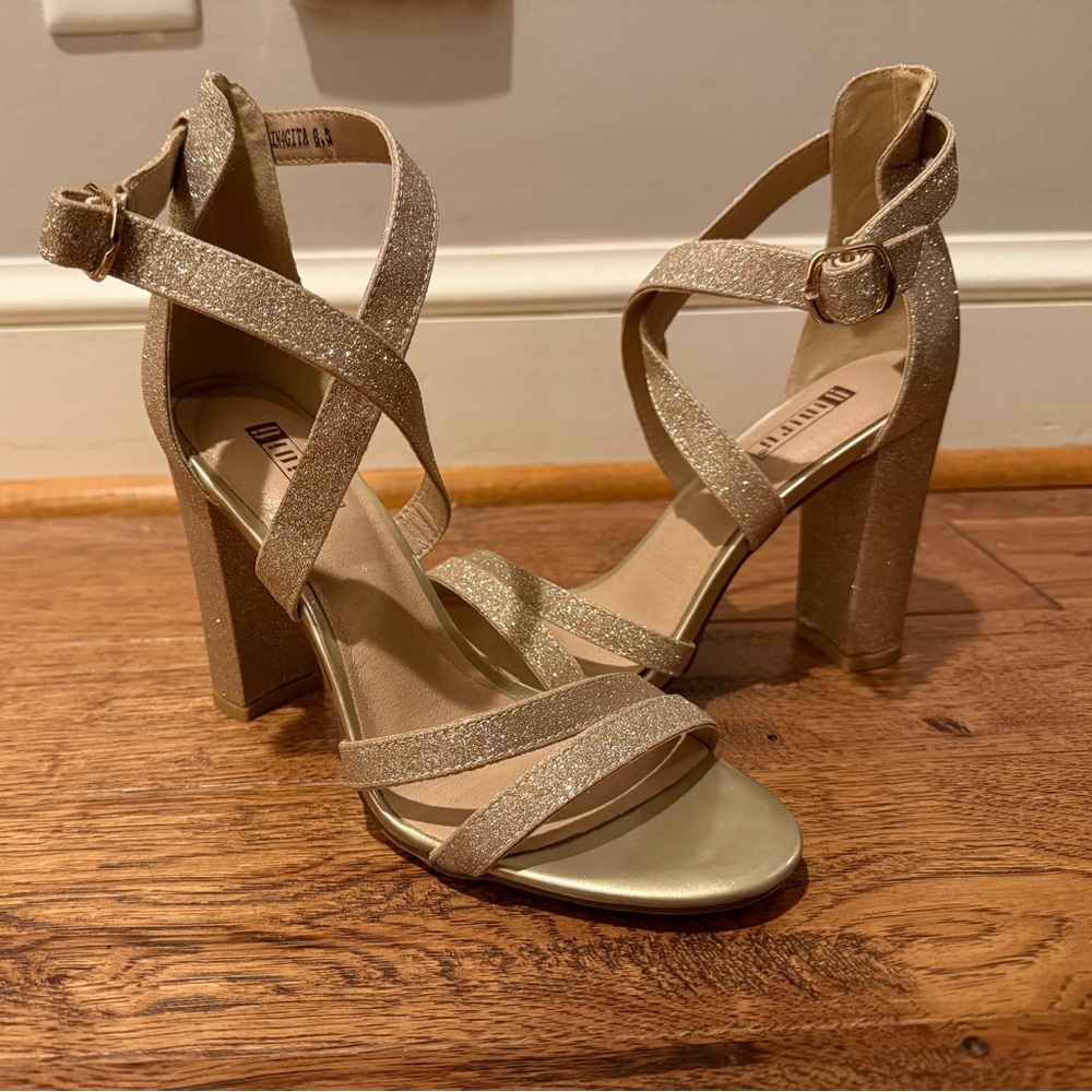 Gold chunky heels